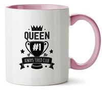 Hippowarehouse Always Tired Club Queen Printed Mug Various Colour Options Ceramic Cup Kitchenware 11oz