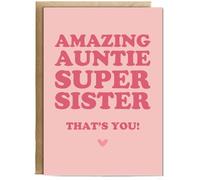 Hippowarehouse amazing auntie super sister that's you Personalised Card A6 with envelope for him for her Funny Cards for Men and Women Blank inside option