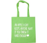 Hippowarehouse An Apple A Day Keeps Anyone Away If You Throw It Hard Enough Tote Shopping Gym Beach Bag 42cm x38cm, 10 litres