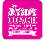 Hippowarehouse An Awesome Coach is Hard to Find, Difficult to Part With & Impossible to Forget pack of 2 coasters gloss finish durable backing 9cm x 9cm