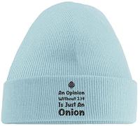 Hippowarehouse an Opinion Without 3.14 is Just an Onion Embroidered Beanie Hat Blue with Black Stitch