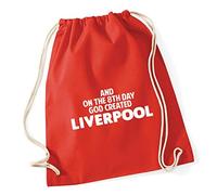 Hippowarehouse And on the 8th day God created Liverpool Drawstring Cotton School Gym Kid Bag Sack 37cm x 46cm, 12 litres