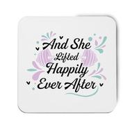 Hippowarehouse And she lifted happily ever after printed coaster gloss finish durable backing 9cm x 9cm 2 pack