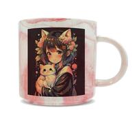 Hippowarehouse Anime Cat Girl Ears Printed Mug Various Colour Options Ceramic Cup Kitchenware 11oz