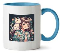 Hippowarehouse Anime Cat Girl Printed Mug Various Colour Options Ceramic Cup Kitchenware 11oz