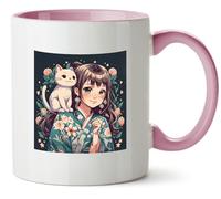 Hippowarehouse Anime Cat Girl Printed Mug Various Colour Options Ceramic Cup Kitchenware 11oz