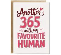 Hippowarehouse Another 365 days with my favourite human Birthday Card A5 Personalised with envelope for him for her Funny Cards for Men and Women Blank inside option