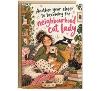 Hippowarehouse Another year closer to becoming the neighbourhood cat lady Card - A5 with envelope for him for her Funny Cards for Men and Women