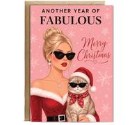 Hippowarehouse Another year of fabulous, merry Christmas Scottish fold cat Card - A5 with envelope for him for her Funny Cards for Men and Women