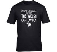Hippowarehouse Anyone can Cuddle but only Welsh can Cwtch Unisex Short Sleeve t-Shirt (Specific Size Guide in Description) Black