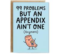 Hippowarehouse Appendix Get Well Soon Card 99 Problems But an Appendix Aint One Personalised Card A6 with envelope for him for her Funny Cards for Men and Women Blank inside option