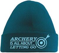 Hippowarehouse Archery It's All About letting go Embroidered Beanie Hat Blue with Baby Blue Stitch