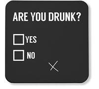 Hippowarehouse Are You Drunk? pack of 2 coasters gloss finish durable backing 9cm x 9cm
