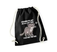 Hippowarehouse Assuming i'm just an old lady was your first mistake Drawstring Cotton School Gym Bag 37cm x 46cm, 12 litres