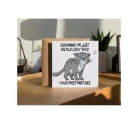 Hippowarehouse Assuming i'm just an old lady was your first mistake Personalised Card. 15cm x 15cm with envelope for him for her Funny Cards for Men and Women Blank inside option