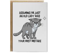 Hippowarehouse Assuming i'm just an old lady was your first mistake Personalised Card A5 with envelope for him for her Funny Cards for Men and Women Blank inside option