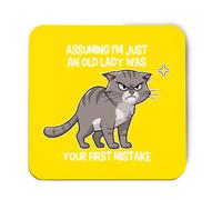 Hippowarehouse Assuming i'm just an old lady was your first mistake printed coaster gloss finish durable backing 9cm x 9cm 2 pack