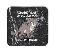 Hippowarehouse Assuming i'm just an old lady was your first mistake printed coaster gloss finish durable backing 9cm x 9cm 2 pack