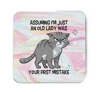 Hippowarehouse Assuming i'm just an old lady was your first mistake printed coaster gloss finish durable backing 9cm x 9cm 2 pack