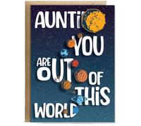 Hippowarehouse Auntie You Are Out Of This World Space Personalised Card A6 with envelope for him for her Funny Cards for Men and Women Blank inside option
