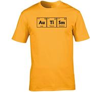 Hippowarehouse Autism Awareness Periodic Table Unisex Short Sleeve t-Shirt (Specific Size Guide in Description) Gold