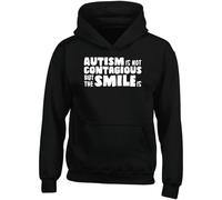 Hippowarehouse Autism is Not Contagious But The Smile is - Autism Awareness Kids Children's Unisex Hoodie Hooded top Black