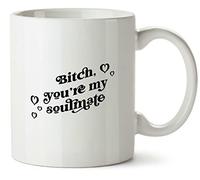 Hippowarehouse B*tch You're My Soulmate Printed Mug Various Colour Options Ceramic Cup Kitchenware 10oz