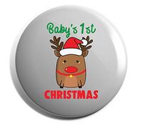Hippowarehouse Baby's 1st Christmas Reindeer Badge Various Sizes 38mm 50mm 75mm