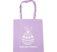 Hippowarehouse Baby's first Christmas pink bauble Tote Shopping Gym Beach Bag 42cm x38cm, 10 litres