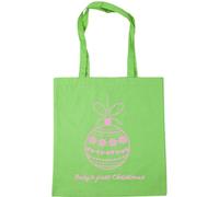 Hippowarehouse Baby's first Christmas pink bauble Tote Shopping Gym Beach Bag 42cm x38cm, 10 litres