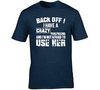 Hippowarehouse Back Off ! I Have A Crazy Girlfriend and I'm Not Afraid to Use Her Unisex Short Sleeve t-Shirt (Specific Size Guide in Description) Navy Blue