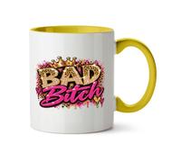 Hippowarehouse Bad Girl Leopard Crown and Jewels Printed Mug Various Colour Options Ceramic Cup Kitchenware 11oz