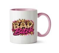 Hippowarehouse Bad Girl Leopard Crown and Jewels Printed Mug Various Colour Options Ceramic Cup Kitchenware 11oz