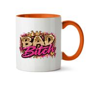 Hippowarehouse Bad Girl Leopard Crown and Jewels Printed Mug Various Colour Options Ceramic Cup Kitchenware 11oz