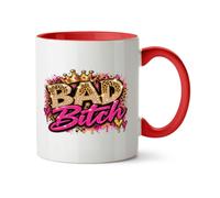 Hippowarehouse Bad Girl Leopard Crown and Jewels Printed Mug Various Colour Options Ceramic Cup Kitchenware 11oz