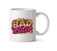 Hippowarehouse Bad Girl Leopard Crown and Jewels Printed Mug Various Colour Options Ceramic Cup Kitchenware 11oz
