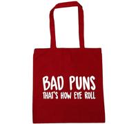 Hippowarehouse Bad puns thats how eye roll Tote Shopping Gym Beach Bag 42cm x38cm, 10 litres
