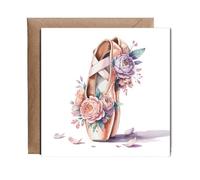 Hippowarehouse Ballerina Card Well Done on Your Ballet Exam Good Luck Birthday Floral Ballet Shoes Personalised Card. 15cm x 15cm with envelope for him for her Funny Cards for Men and Women Blank