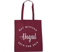 Hippowarehouse Bat Mitzvah Your Name Date PERSONALISED Tote Shopping Gym Beach Bag 42cm x38cm, 10 litres