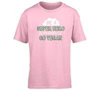 Hippowarehouse Be A Super Hero for Animals Go Vegan Kids Children's Short Sleeve t-Shirt Pink