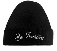 Hippowarehouse Be Fearless Embroidered Beanie Hat Black