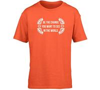 Hippowarehouse Be The Change You Want to See in Te World Hindu Frame Kids Children's Short Sleeve t-Shirt Orange