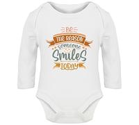 Hippowarehouse Be The Reason Someone Smile Today Baby Vest Bodysuit (Long Sleeve) Boys Girls White