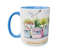 Hippowarehouse Beach Huts at the Seaside Printed Mug Various Colour Options Ceramic Cup Kitchenware 11oz