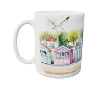 Hippowarehouse Beach Huts at the Seaside Printed Mug Various Colour Options Ceramic Cup Kitchenware 11oz