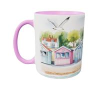 Hippowarehouse Beach Huts at the Seaside Printed Mug Various Colour Options Ceramic Cup Kitchenware 11oz