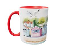 Hippowarehouse Beach Huts at the Seaside Printed Mug Various Colour Options Ceramic Cup Kitchenware 11oz