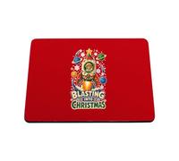 Hippowarehouse Bear Astronaut Blasting into Christmas space printed mouse mat pad accessory black rubber base 240mm x 190mm x 60mm