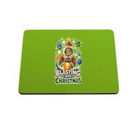 Hippowarehouse Bear Astronaut Blasting into Christmas space printed mouse mat pad accessory black rubber base 240mm x 190mm x 60mm