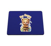 Hippowarehouse Bee Happy bear costume printed mouse mat pad accessory black rubber base 240mm x 190mm x 60mm